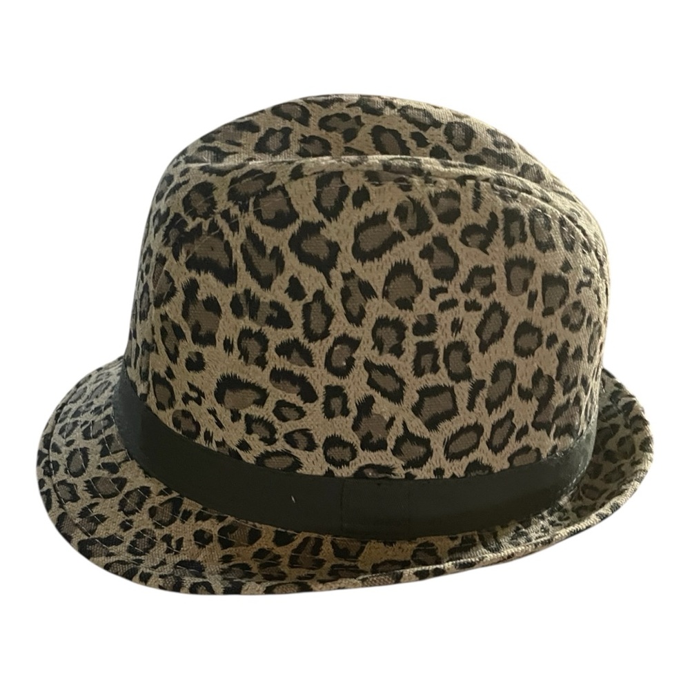 Nicole Marciano leopard print fedora hat lined 100% cotton indie boho